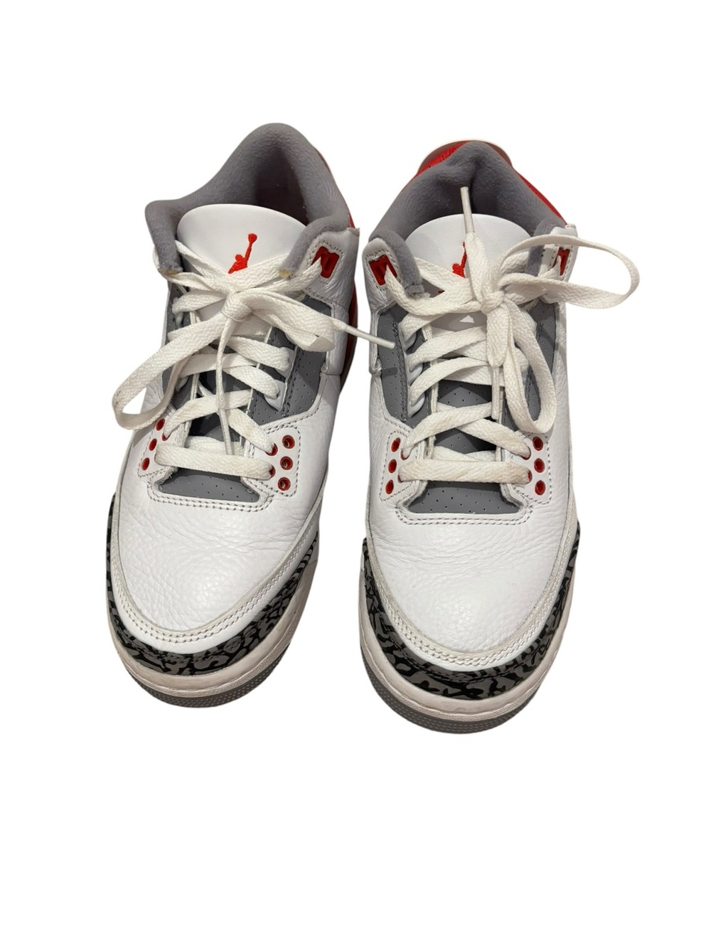 Jordan White/Red/Gray Retro Basketball Sneakers - Picture 2 of 5